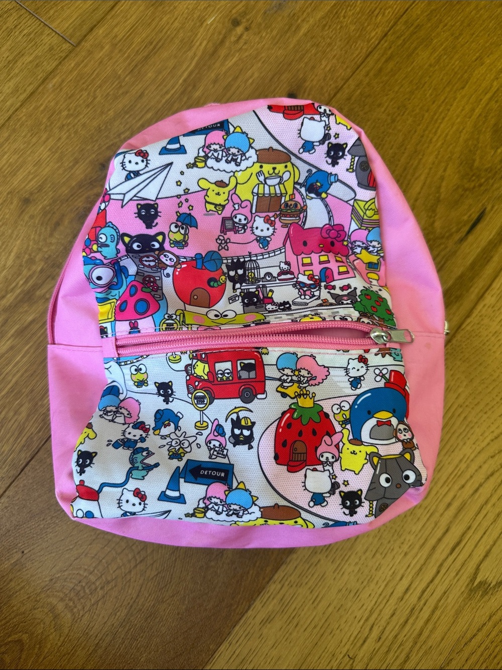 Sanrio Pink Multicolor Character Print Kids Backpack